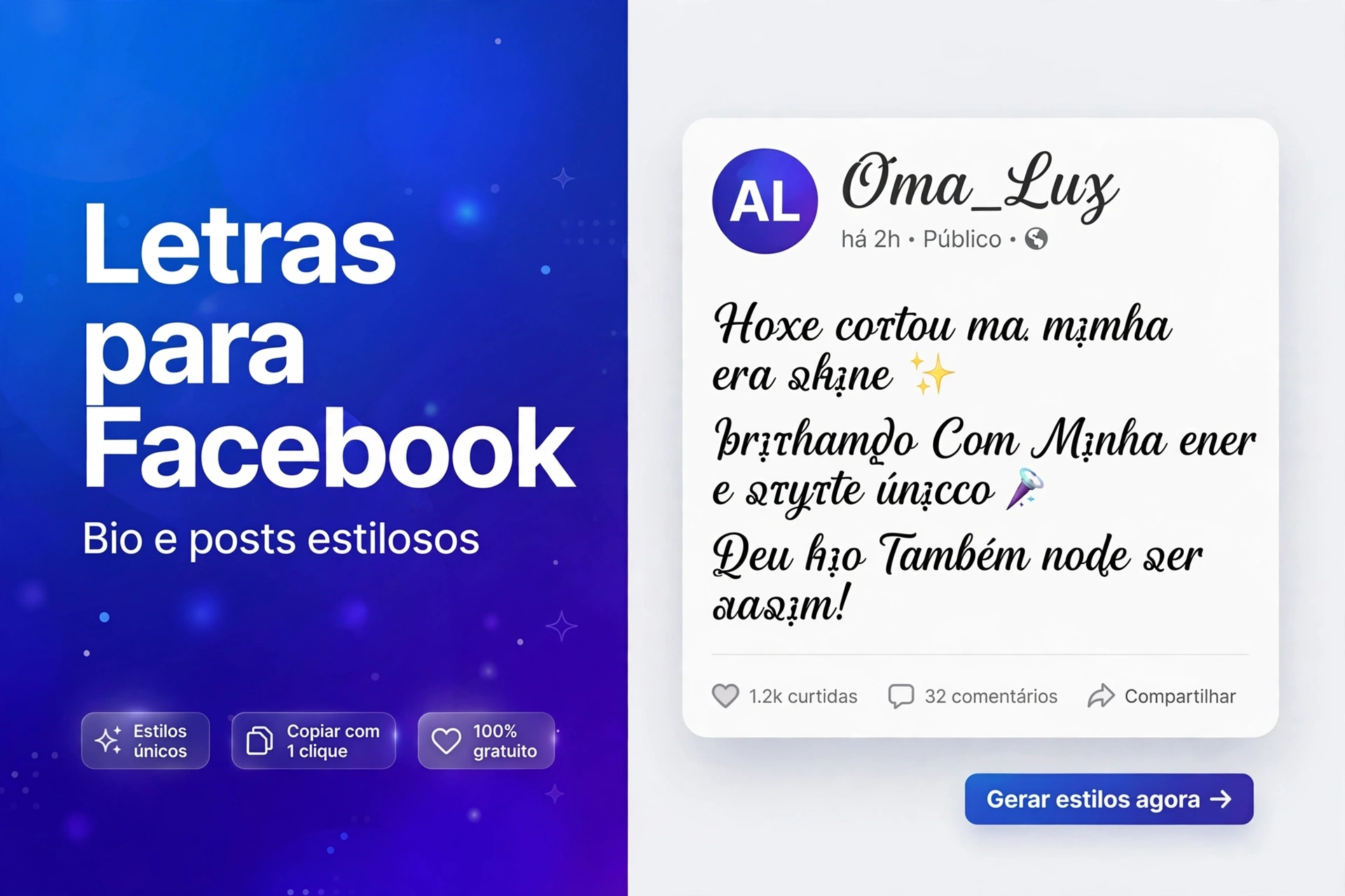 Letras para Facebook - estilos para bio e posts