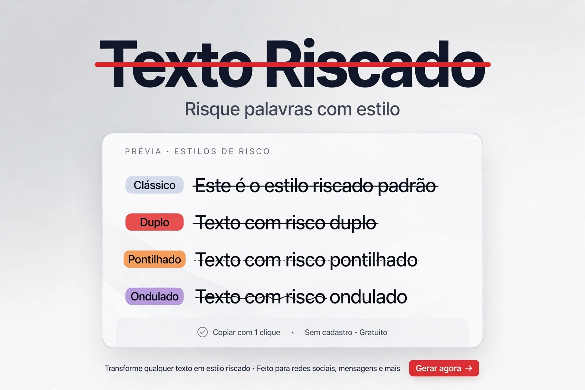 Gerador de texto riscado - risque palavras com estilo