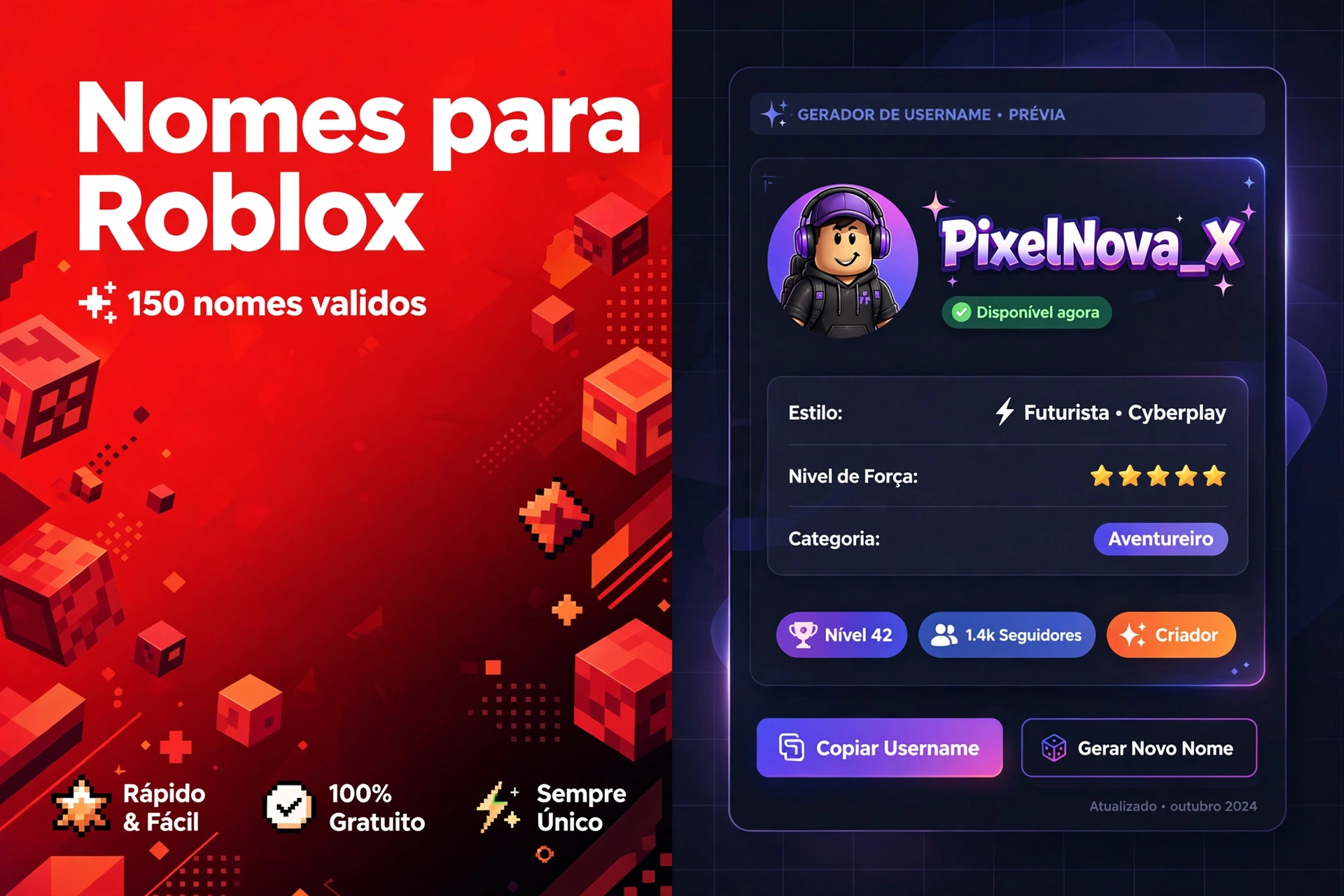 Nomes para Roblox - 150 nomes válidos em português