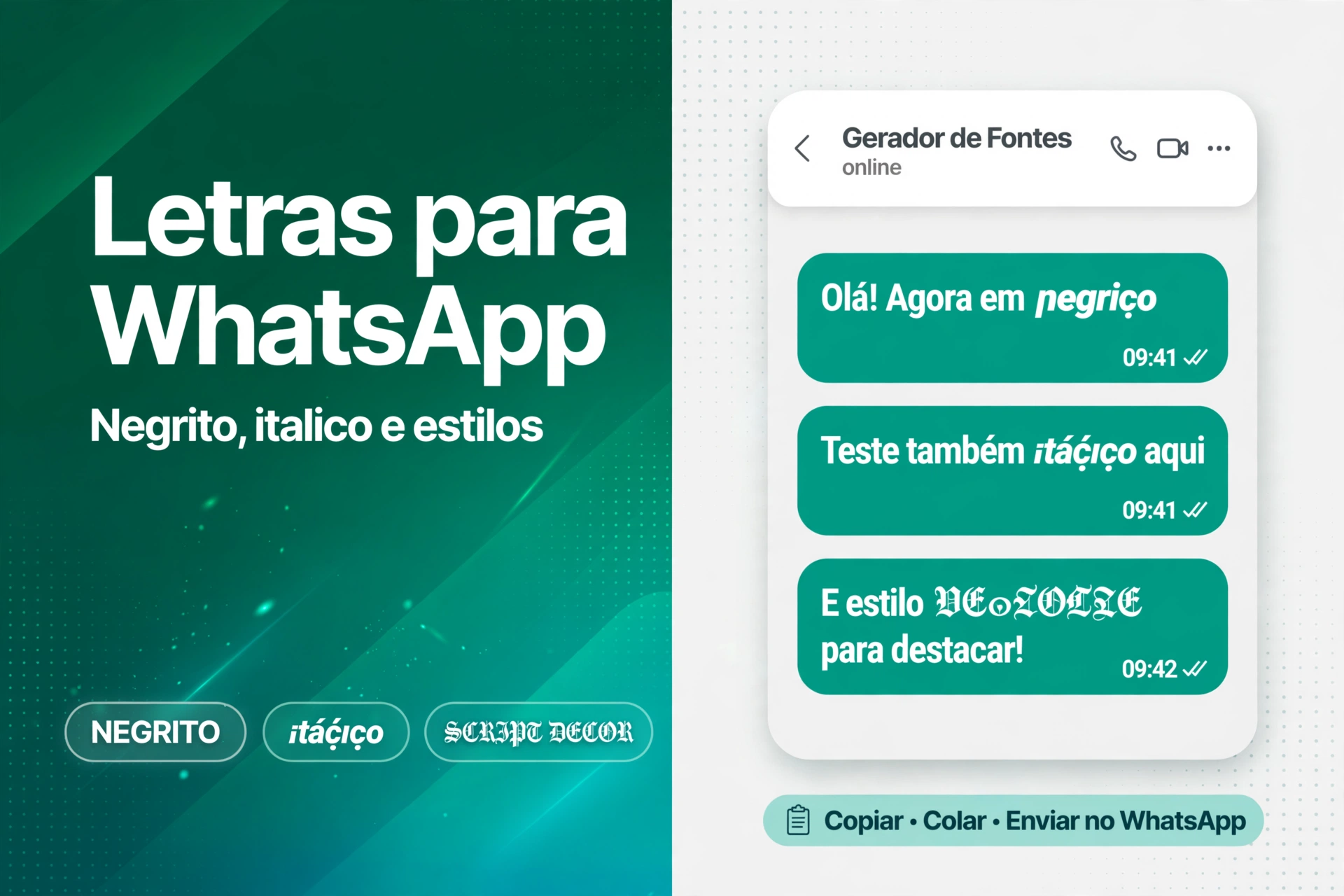 Letras para WhatsApp - negrito, itálico e estilos para status