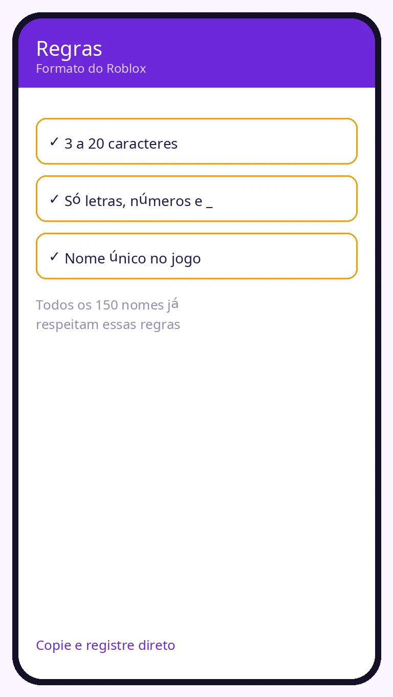 Regras de nome no Roblox